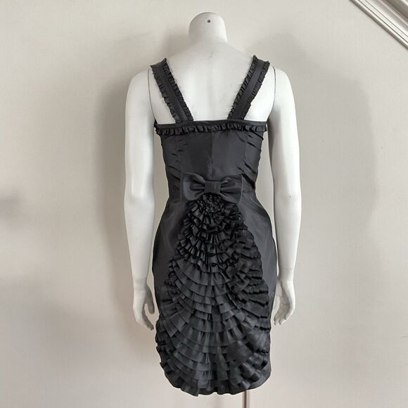 Betsey Johnson Black Cocktail Dress Bow Bustle Tail Rockabilly Goth Rocker 4 - Picture 11 of 11